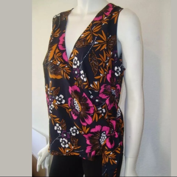 🎊 A NEW DAY XL Navy Floral Sleeveless Knot Top - Picture 2 of 3